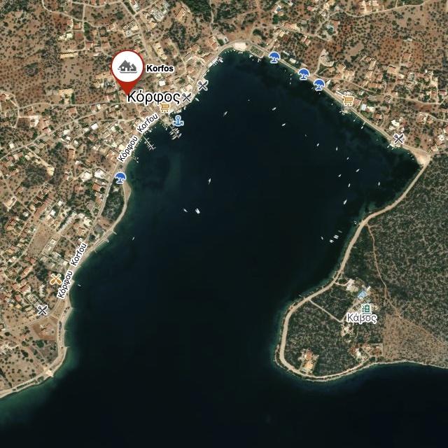 Satelitní mapa zálivu u Korfosu
